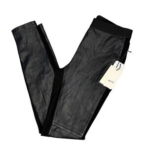 AGOLDE Women's Recycled Leather Paneled Leggings Black Noir High Rise Size 27